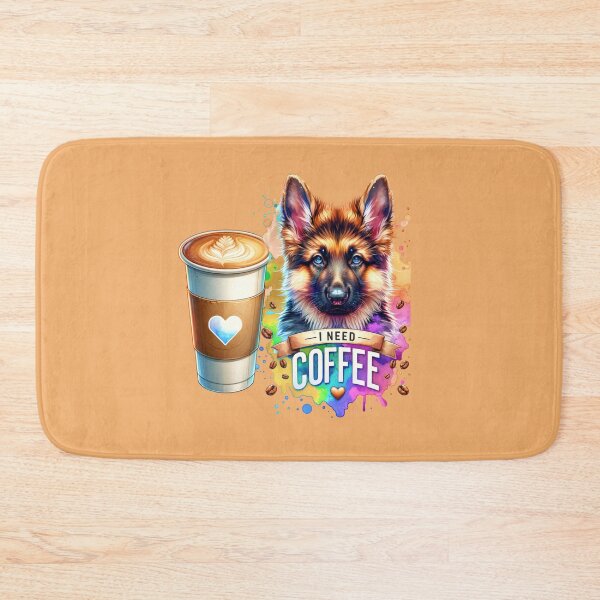 Item preview, German Shepherd: 'I Need Coffee' Pet Design for T-Shirts, Stickers & More designed and sold by artedigital99.