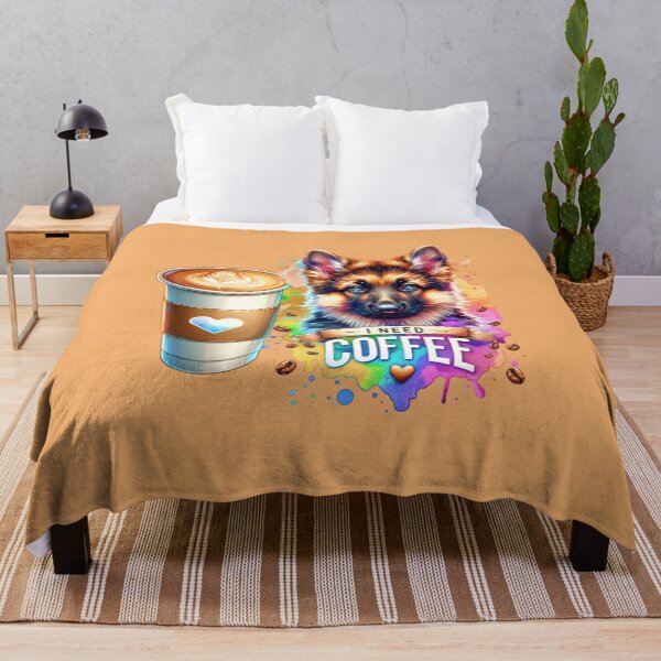 Item preview, German Shepherd: 'I Need Coffee' Pet Design for T-Shirts, Stickers & More designed and sold by artedigital99.