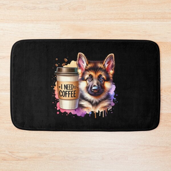Item preview, German Shepherd: 'I Need Coffee' Pet Design for T-Shirts, Stickers & More designed and sold by artedigital99.