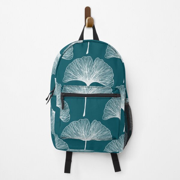 Item preview, Ginko Biloba Leaf Pattern Elegant Teal and White designed and sold by By Aurora Sky.