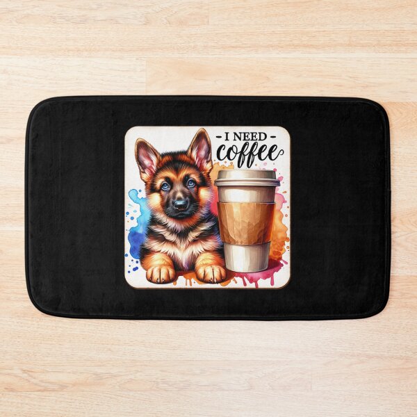 Item preview, German Shepherd: 'I Need Coffee' Pet Design for T-Shirts, Stickers & More designed and sold by artedigital99.
