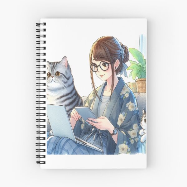Item preview, Cat lover with laptop and smart phone designed and sold by CreatedbyKandJ.