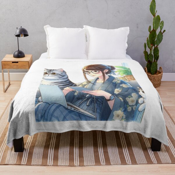 Item preview, Cat lover with laptop and smart phone designed and sold by CreatedbyKandJ.