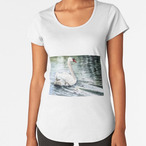 Gliding Gracefully, a Beautiful White Swan Watercolor so Peaceful Premium Scoop T-Shirt