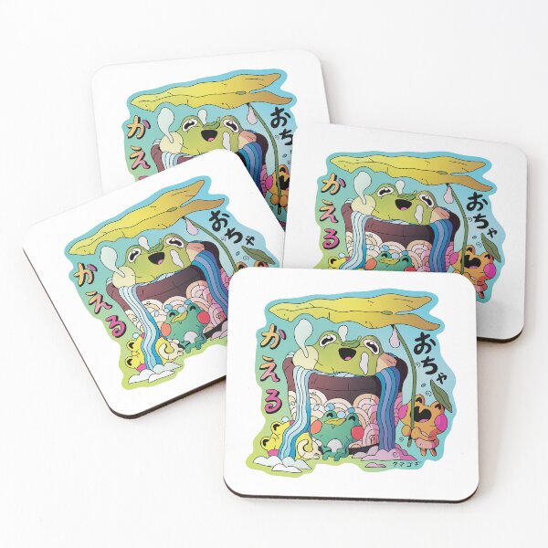 Item preview, Ranas japonesas kawaii en una taza de té designed and sold by Tamago-ji.