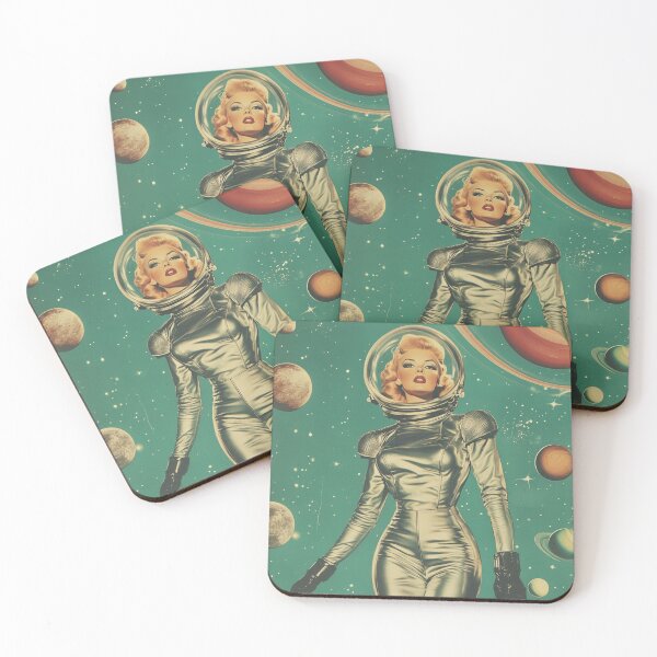 Item preview, Retro Rocket Girl: una pin-up galáctica designed and sold by InkyFigment.
