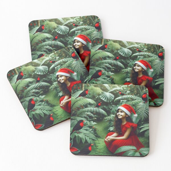 Item preview, Red-Beaked Birds embrace young Santa Claus Girl designed and sold by annenambiro.