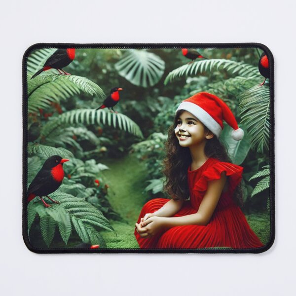 Item preview, Red-Beaked Birds embrace young Santa Claus Girl designed and sold by annenambiro.