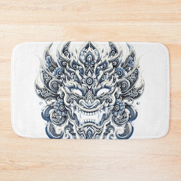 Item preview, Ornate Blue & White Phi Ta Khon Mask – Intricate Thai Festival Art designed and sold by MrDRK1536.