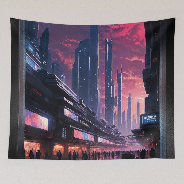 Item preview, The Cyberpunk Neon Metropolis Of Trelvore Mysterious AI Concept Art by Xzendor7 designed and sold by Xzendor7 Digital Art Creations.