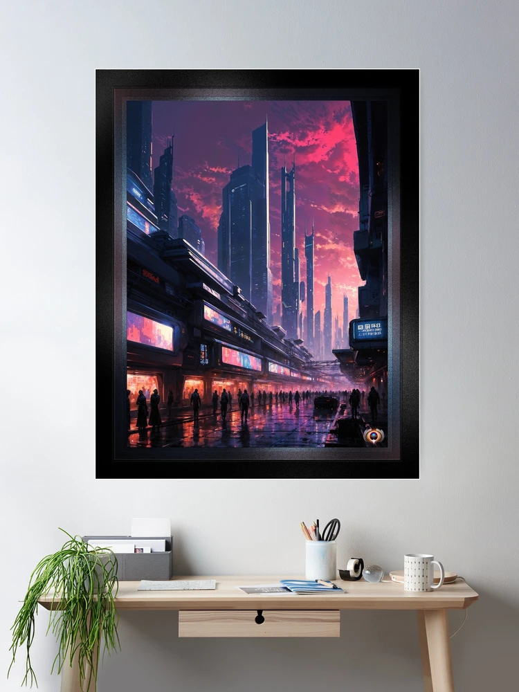 The Cyberpunk Neon Metropolis Of Trelvore AI Concept Art by Xzendor7 - Captivating Cityscape 2 The Cyberpunk Neon Metropolis Of Trelvore Mysterious AI Concept Art by Xzendor7 Wall Decor Poster Art Print