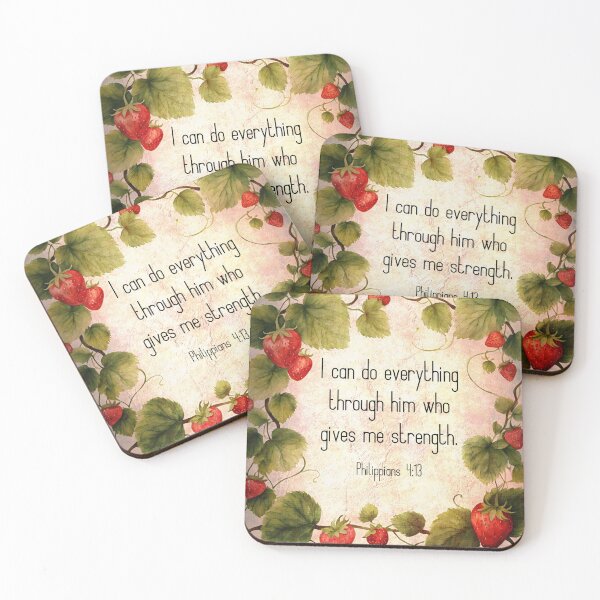 Item preview, Philippians 4:13 Bible Verse on Classic Strawberry Vine Design designed and sold by Our Bible Journey.