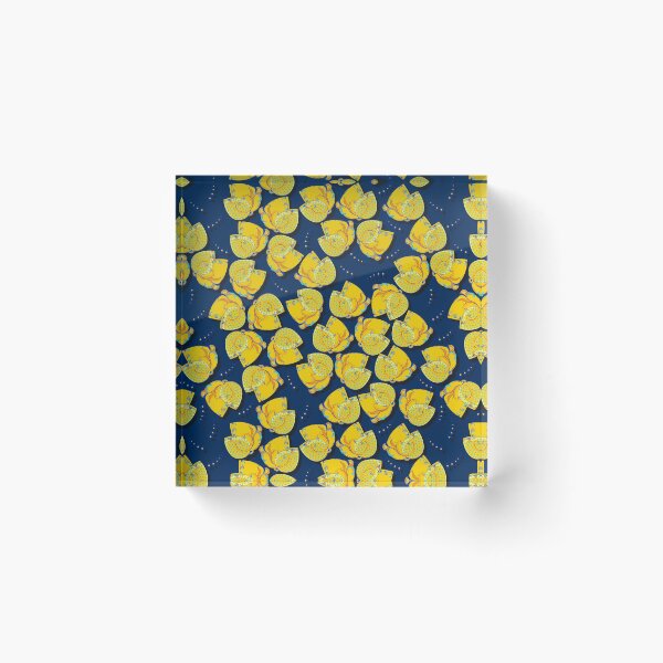 Item preview, Abstract flower, Yellow on blue background designed and sold by Alex  Blud.