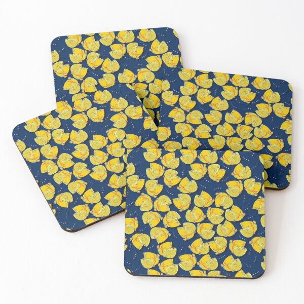 Item preview, Abstract flower, Yellow on blue background designed and sold by Alex  Blud.