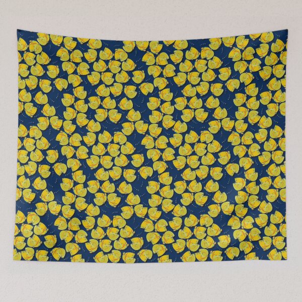 Item preview, Abstract flower, Yellow on blue background designed and sold by Alex  Blud.