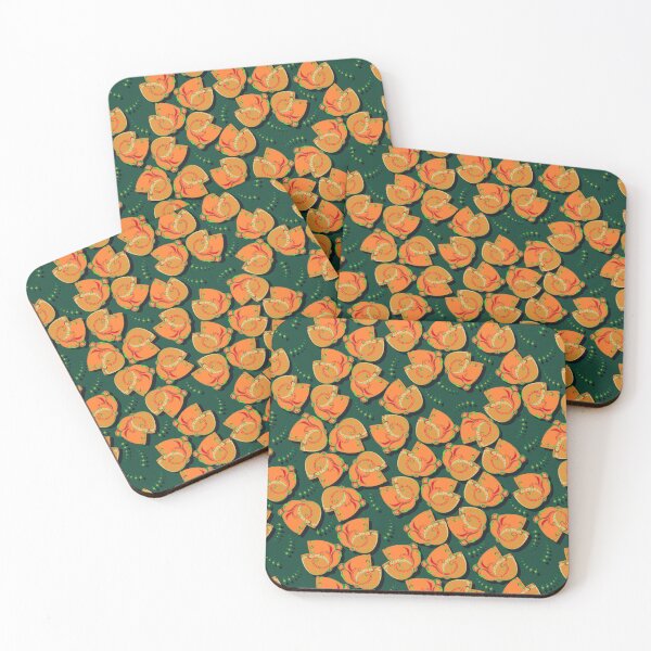 Item preview, Abstract flower, Orange on dark green background designed and sold by Alex  Blud.