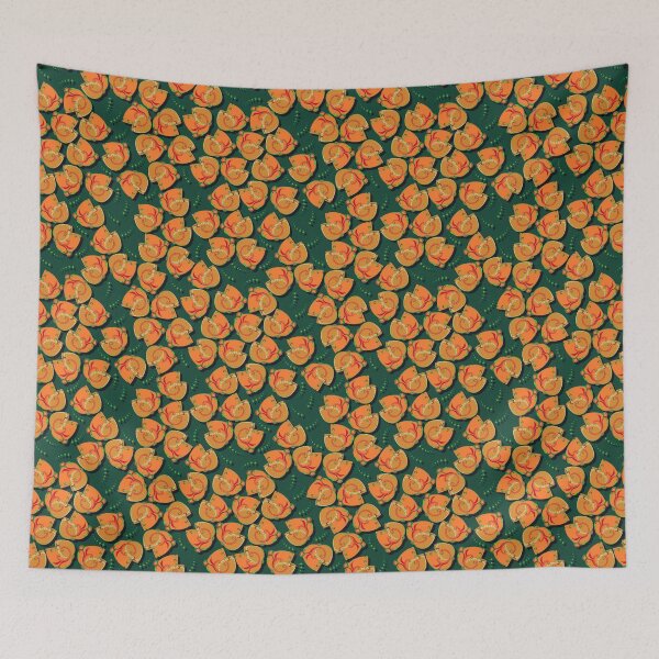 Item preview, Abstract flower, Orange on dark green background designed and sold by Alex  Blud.