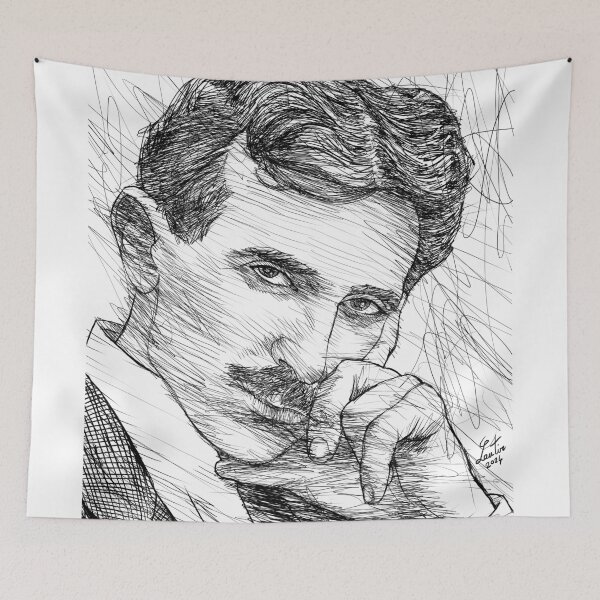 Item preview, NIKOLA TESLA ink portrait designed and sold by lautir.