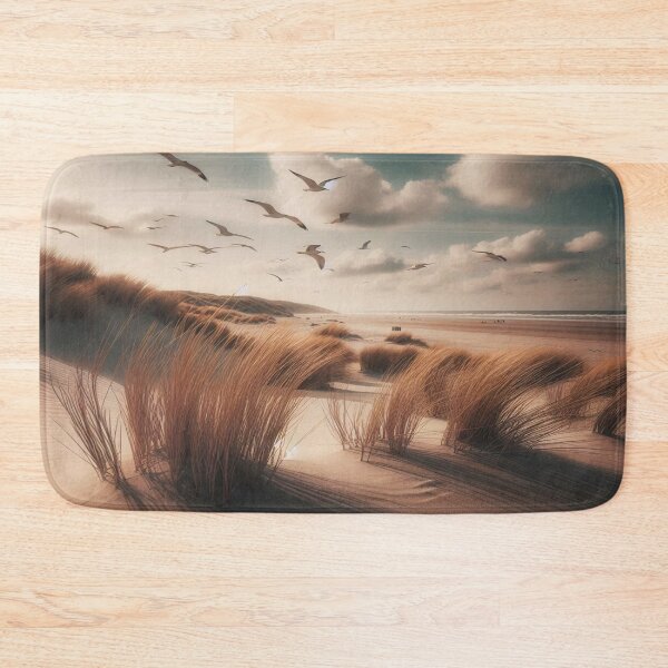 Item preview, Peaceful dune landscape: tufts of grass and seagulls in the sky above a quiet beach designed and sold by FotoworldEdel.