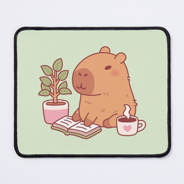 Item preview, Cute Capybara Enjoying A Good Read And Coffee designed and sold by rustydoodle.