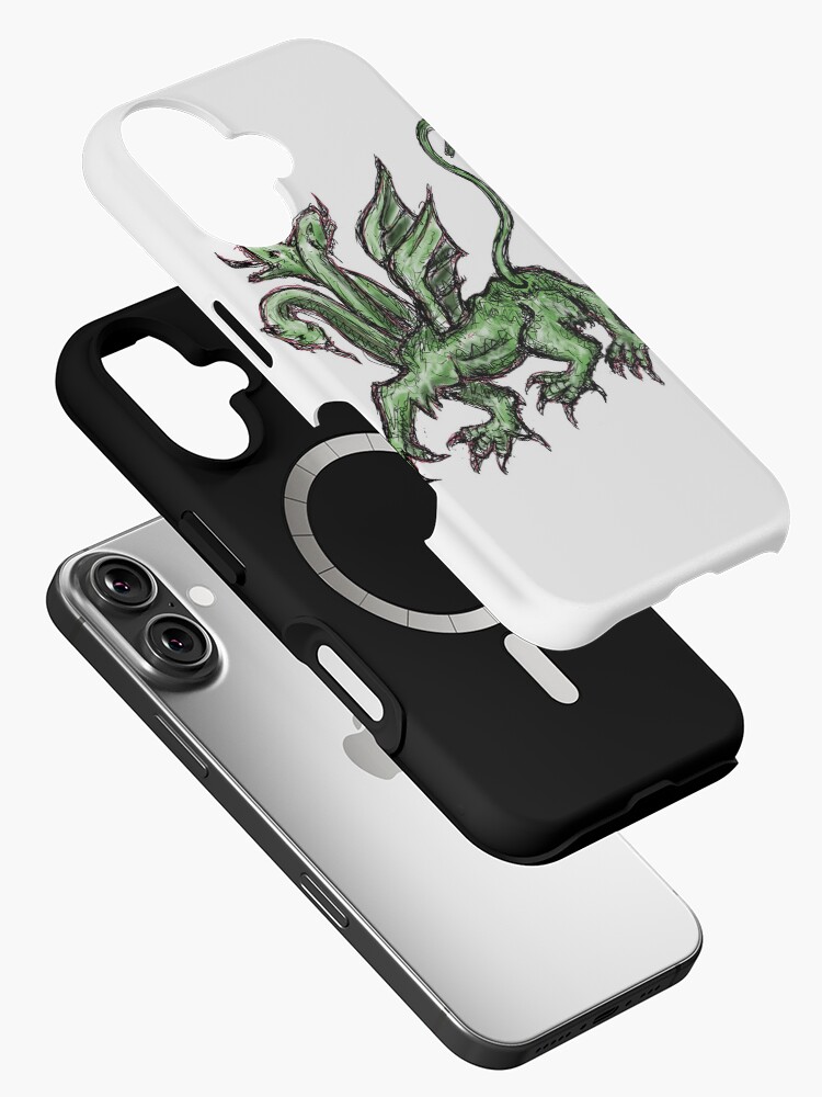 Imagen 2 de 4, Funda de iPhone con la obra Meme de criatura medieval: dragón de tres cabezas, diseñada y vendida por VintageManiac.