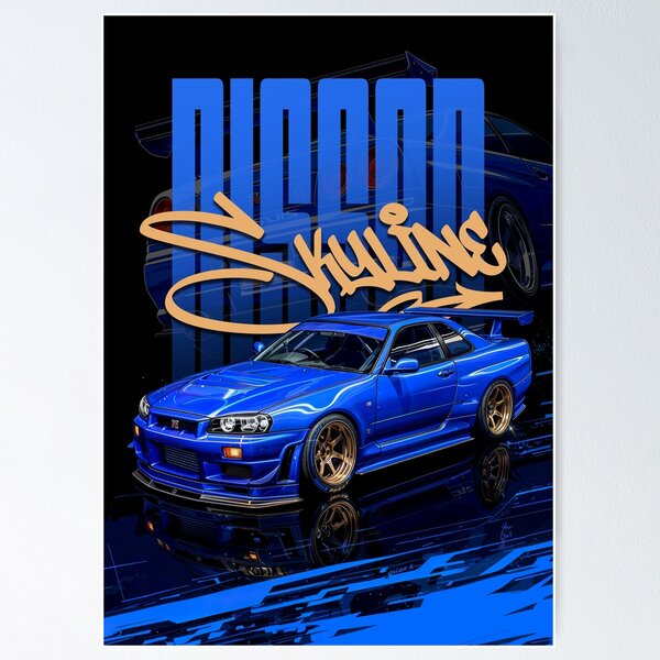 Artikel-Vorschau von Skyline blauer Rennwagen-Vektor, designt und verkauft von Tokyo Retro.