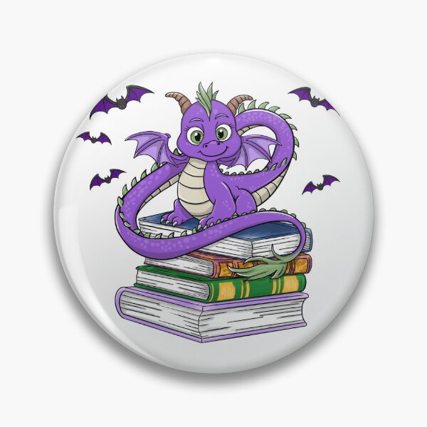 Item preview, Cute Purple Dragon with Books and Bats for Fantasy Reader, Dragon's Tale designed and sold by Chelsealuv Krigbaum.