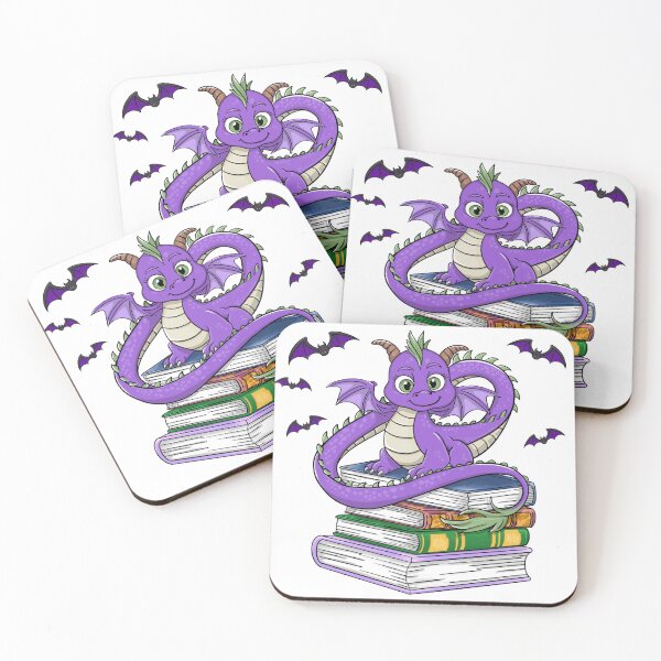 Item preview, Cute Purple Dragon with Books and Bats for Fantasy Reader, Dragon's Tale designed and sold by Chelsealuv Krigbaum.