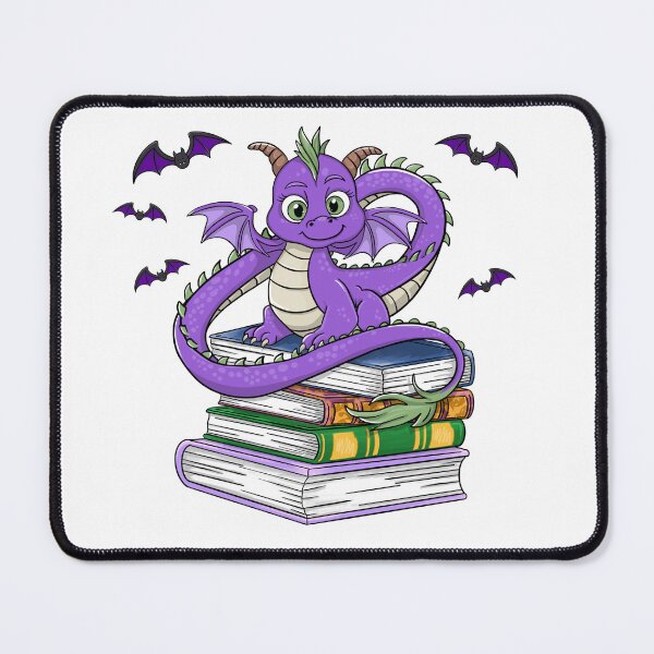 Item preview, Cute Purple Dragon with Books and Bats for Fantasy Reader, Dragon's Tale designed and sold by Chelsealuv Krigbaum.