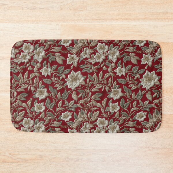 Item preview, Red Faux Embroidery Botanical Flower Pattern designed and sold by FlowerMeFlorals.