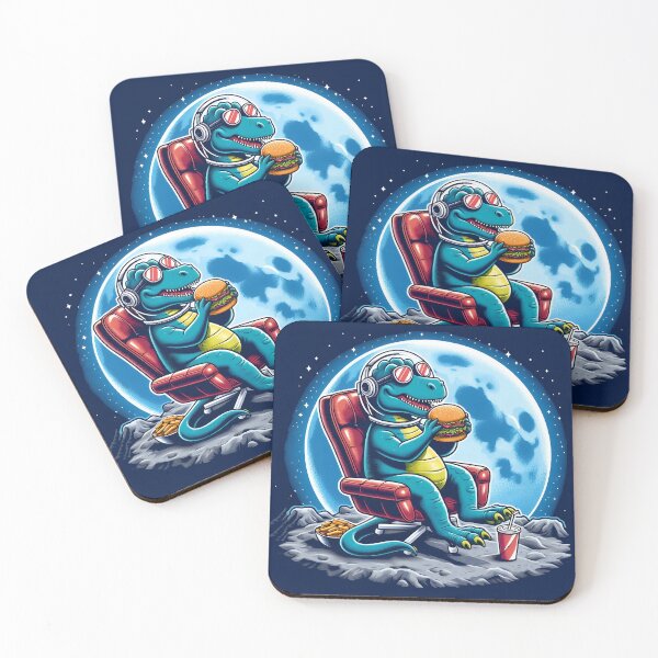 Item preview, Dinosaur In Space Eating Burger designed and sold by CottonHeads.