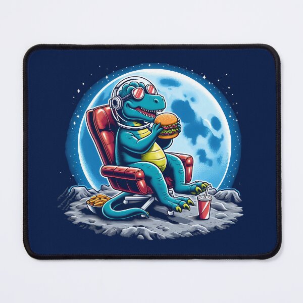 Item preview, Dinosaur In Space Eating Burger designed and sold by CottonHeads.