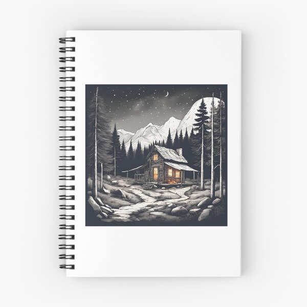 Item preview, Cabin in the mountains during stary night designed and sold by LostForSpace.