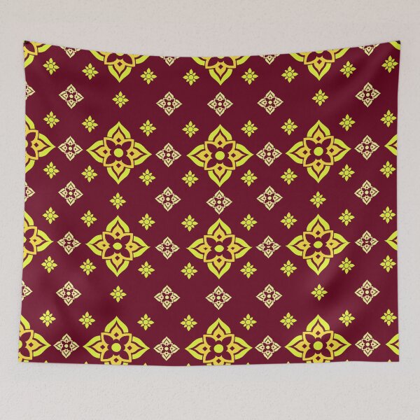 Item preview, thai inspired floral symmetrical seamless pattern in traditional design designed and sold by ploen kongsuwan.