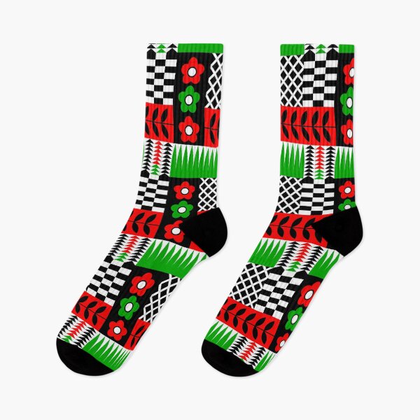 Item preview, Geometric Botanical Pattern 2 Red Green Black And White designed and sold by QuestingPixel.