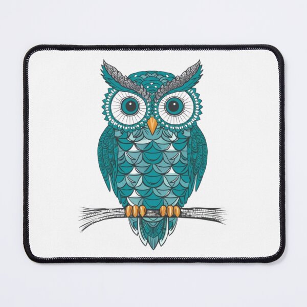 Item preview, turquoise Owl drawn in Zentangle style designed and sold by 123ks.
