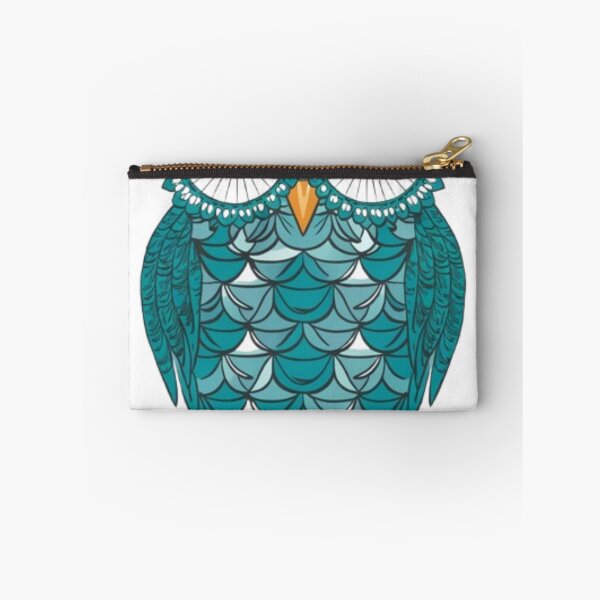 Item preview, turquoise Owl drawn in Zentangle style designed and sold by 123ks.