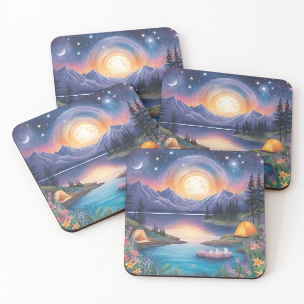 Item preview, Moonlit Mountain Camping Under the Stars designed and sold by Meta2Physical.