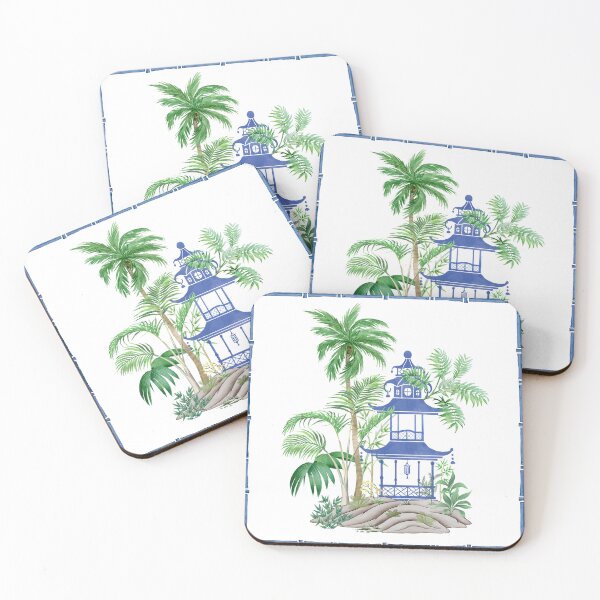 Item preview, Bamboo Frame - Chinoiserie Pagoda Tropical Scene designed and sold by Yunihadi.