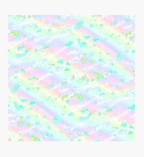 Light colors Rainbow pattern soft fluff flying clouds pastel stripes Photographic Print
