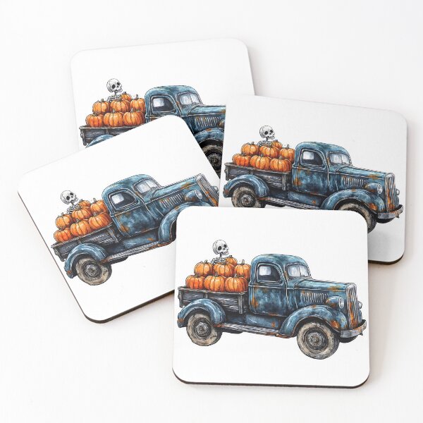 Item preview, Spooky Skeleton Truck Loaded with Pumpkins Halloween Sticker designed and sold by Creet-Design.