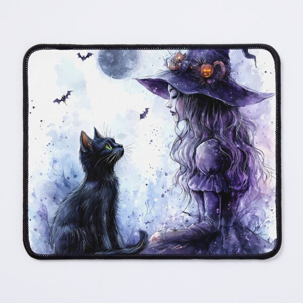 Item preview, Enchanting Witch and Black Cat Halloween Sticker designed and sold by Creet-Design.