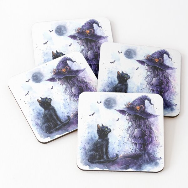 Item preview, Enchanting Witch and Black Cat Halloween Sticker designed and sold by Creet-Design.