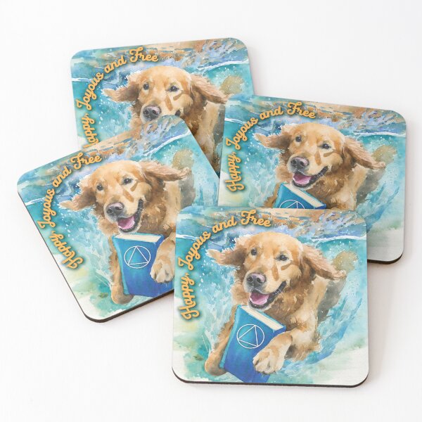 Item preview, Happy, Joyous and Free AA Slogan Dog with Big Book designed and sold by ApexDesigners.