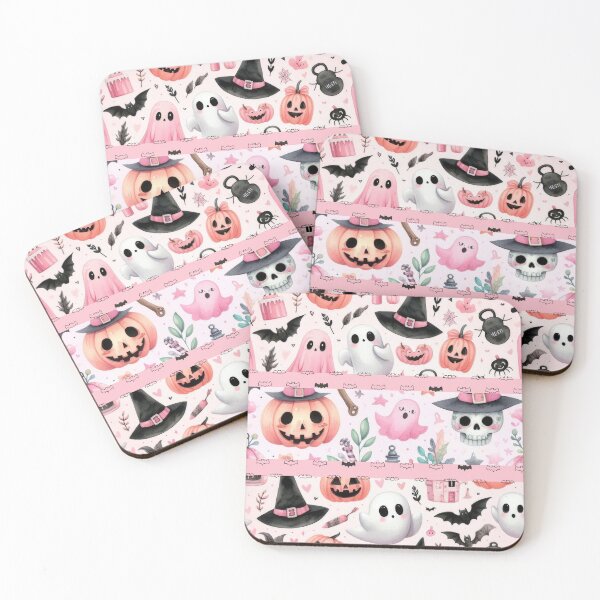 Item preview, Pinkoween Pink Halloween Cute Retro Ghosts And Pumpkins designed and sold by elynne9.