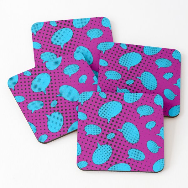 Item preview, Comic Speech Bubble Pattern Pink Blue designed and sold by HematiteDesign.
