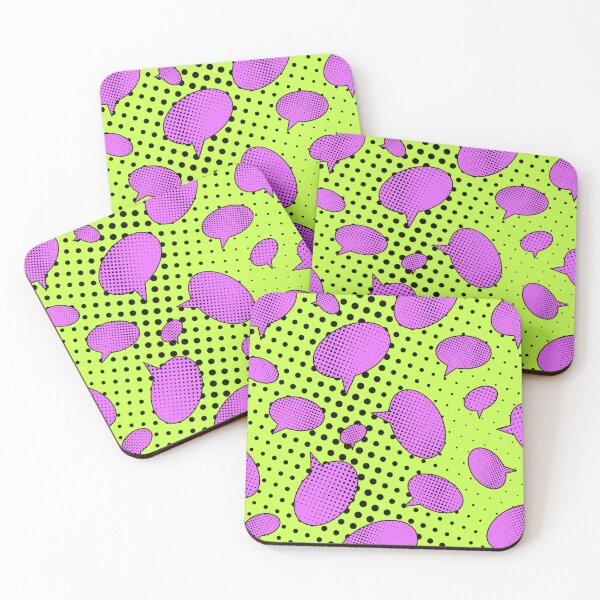 Item preview, Comic Speech Bubble Pattern Pink Yellow designed and sold by HematiteDesign.