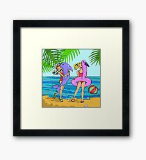two girls on the beach. Rest by the sea Framed Print
