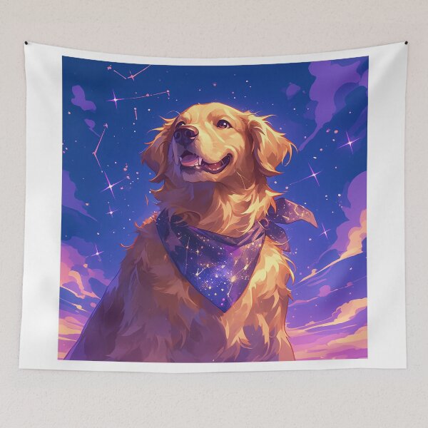 Item preview, Golden Retriever with Starry Neckband and Background designed and sold by Christian Weiss.