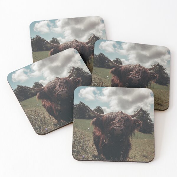 Item preview, Black highland Scottish cow grazing vintage retro designed and sold by Patrik Lovrin.